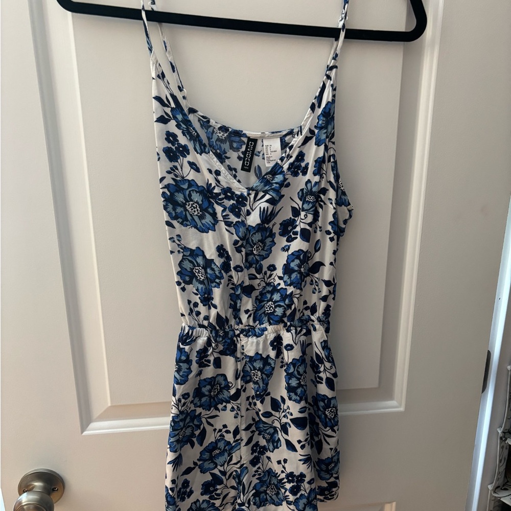 H&M Floral Blue and White Romper